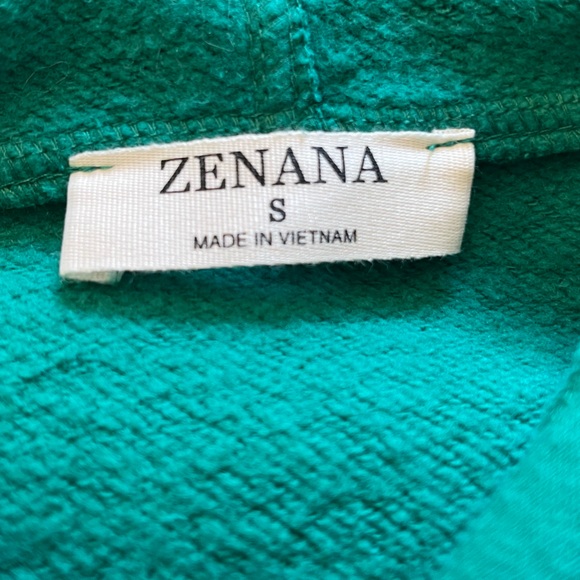 Kelly Green Zenana Hooded Pullover Sweatshirt Size Small - Picture 5 of 5
